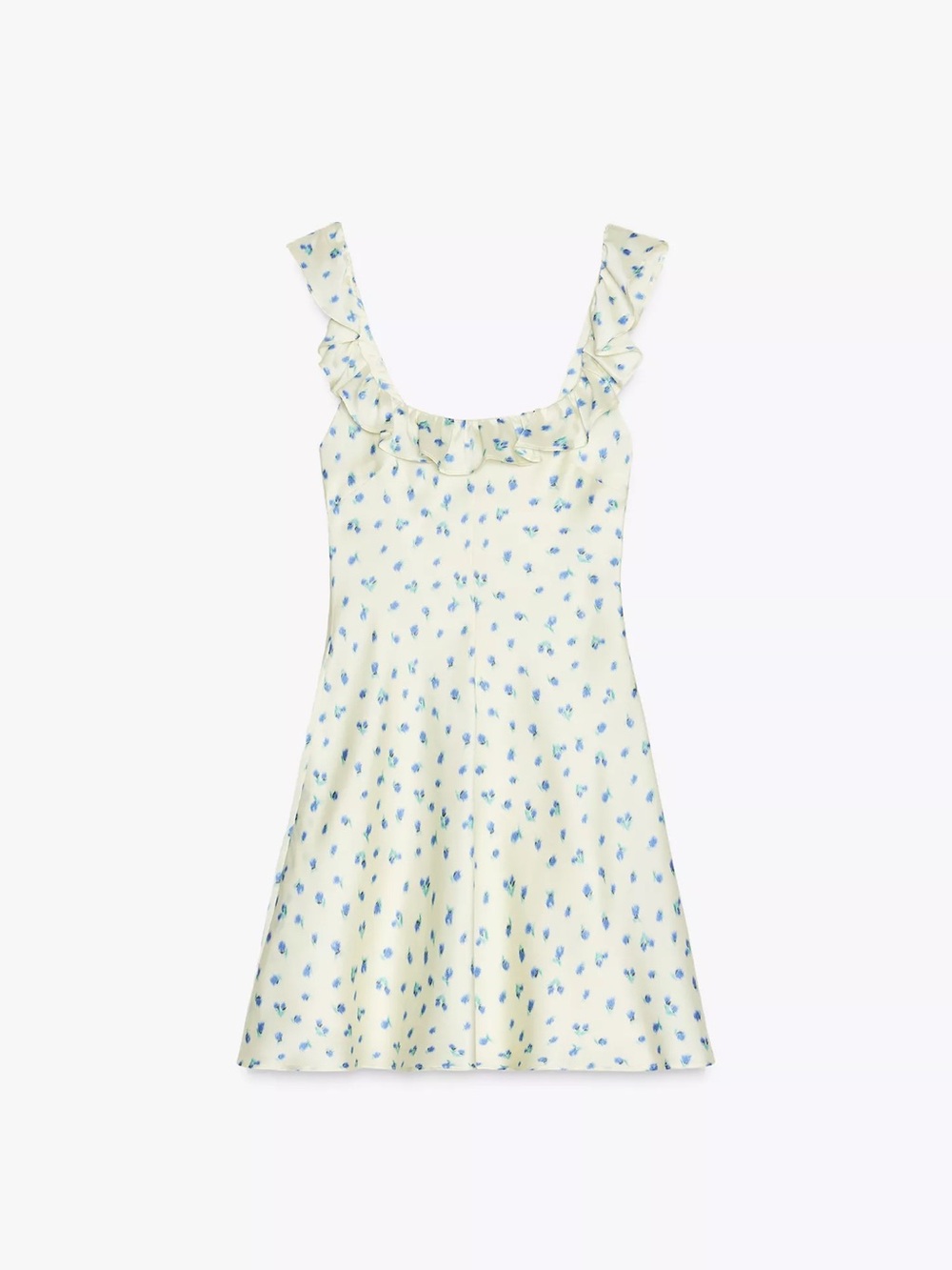 Zara Blue Floral Ruffle Strap Dress